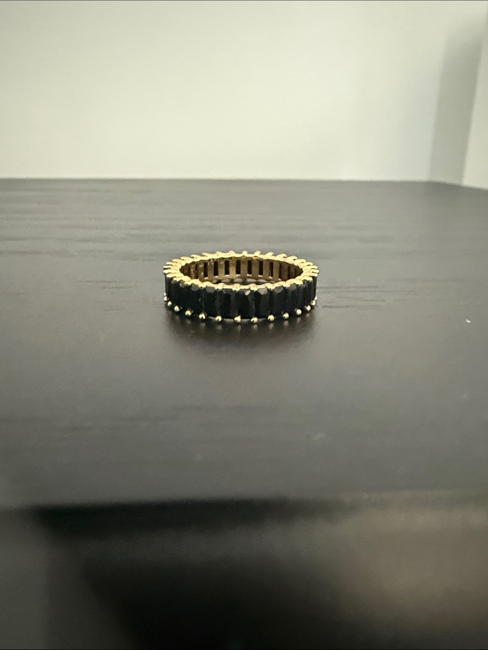 Gold Tone Black Stone Eternity Band